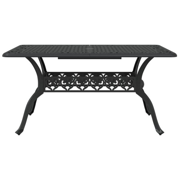 Градински трапезен комплект, 7 части, черен, лят алуминий