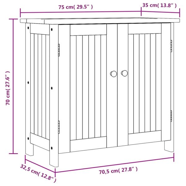 Градински шкаф 75x35x70 см масивна акация