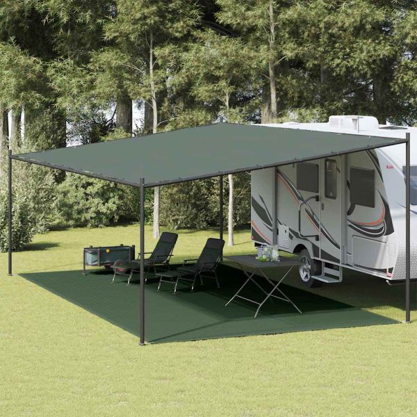Килим за палатка, 400x700 см, тъмнозелен, HDPE