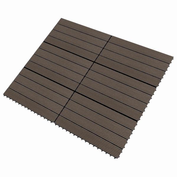 Плочка за decking 6 pcs Тъмен кафяв 60 x 30 cm WPC