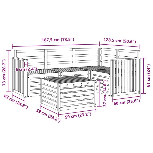 Комплект дивани за открито 5 pcs Естествен