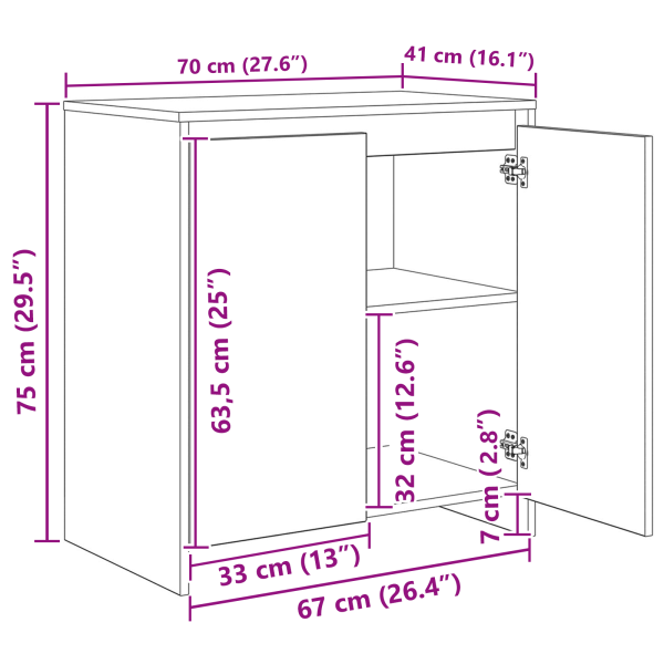 Служебен шкаф 3 pcs Черния дъб 70 x 41 x 75 см Инженерно дърво