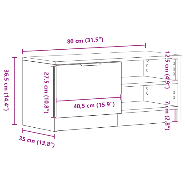 ТВ шкаф Черния дъб 80 x 35 x 36,5 cm Инженерно дърво
