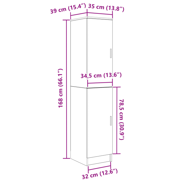 Висок шкаф Сонома дъб 35 x 39 x 168 см
