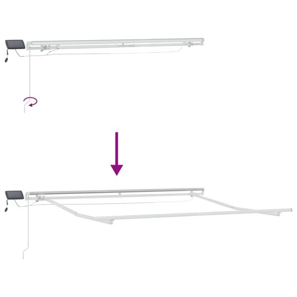 Ръчно прибираща се тента с LED, кафява, 300x250 см