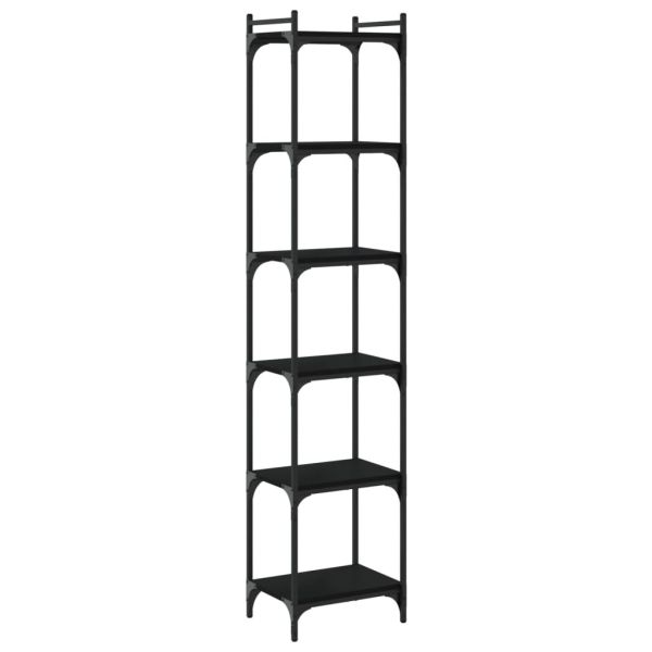 Библиотека 6 рафта черна 40x30x188 см инженерно дърво