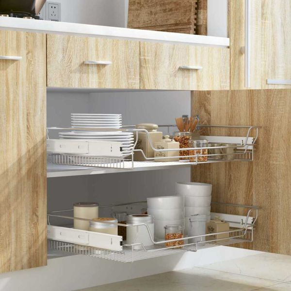 Плъзгащи се телени кошници, 2 бр, сребристи, 800 мм