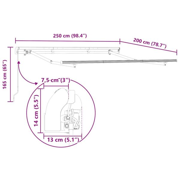 Сгъваем навес Антрацит 250 x 200 cm текстил