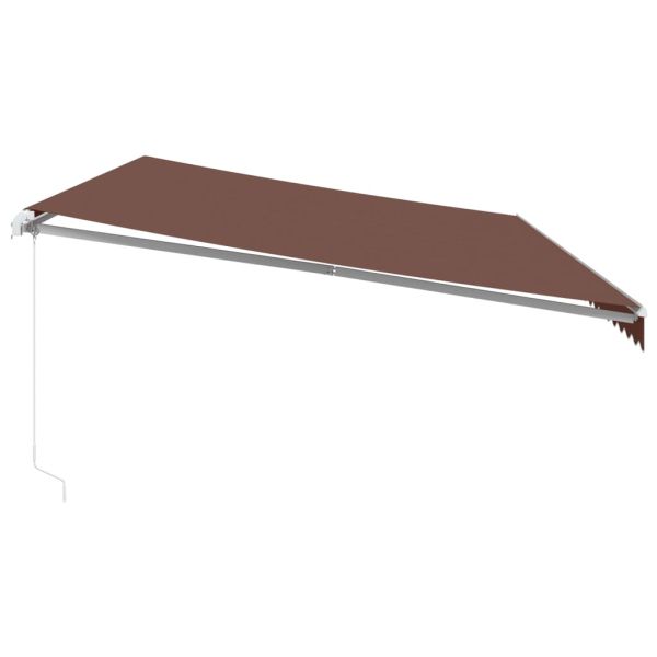 Ръчно прибираща се тента с LED, кафяв, 600x350 см