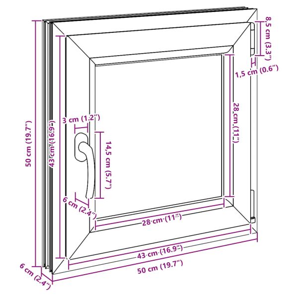 Прозорец за мазе RISOR 50 x 50 cm PVC и стъкло Антрацит