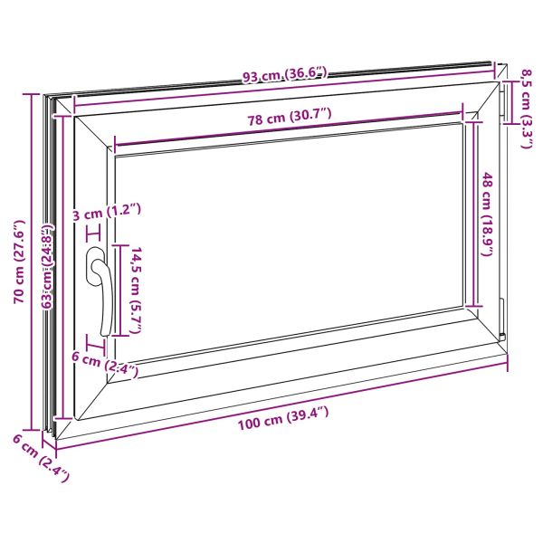 Прозорец за мазе RISOR 100 x 70 cm PVC и стъкло Антрацит
