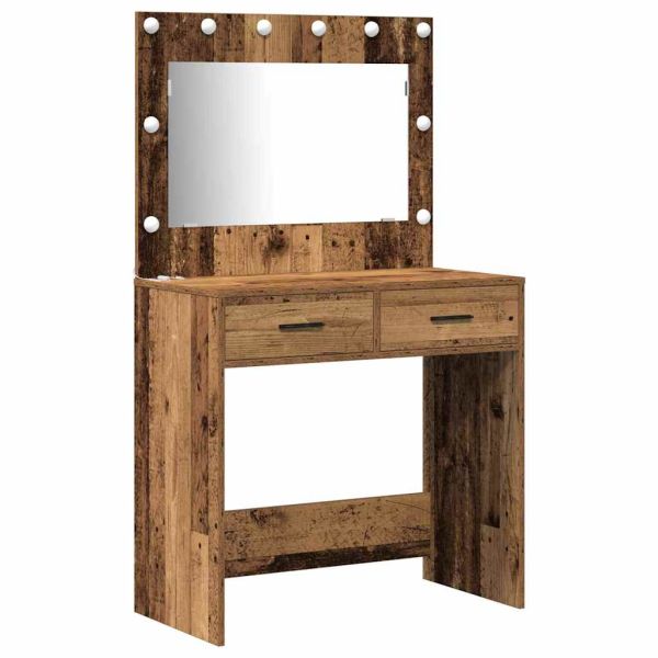 Тоалетка с рафт 3 pcs Кафяво 40 x 41 x 135 см Инженерно дърво