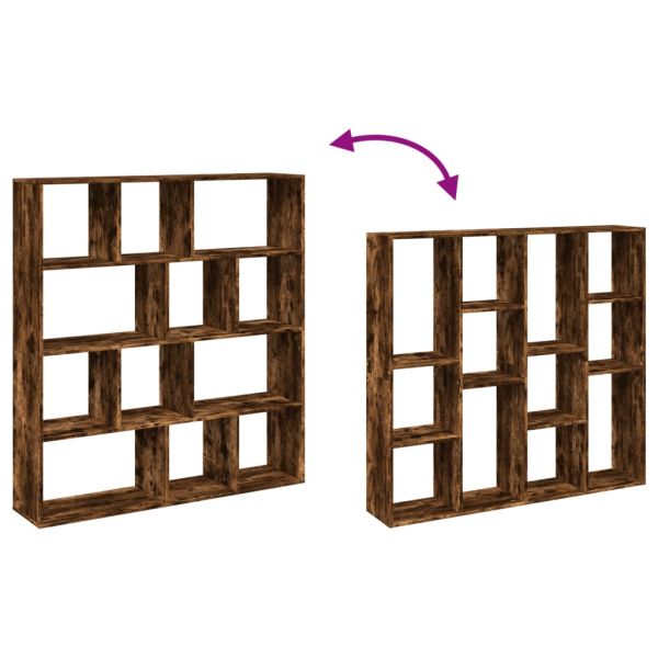 Библиотека, опушен дъб, 132x29x141,5 см, инженерно дърво