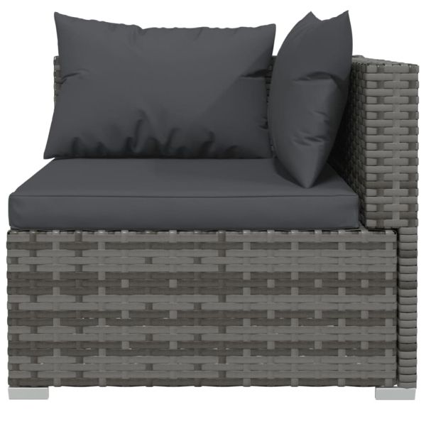 3-местен диван с възглавници, сив, полиратан