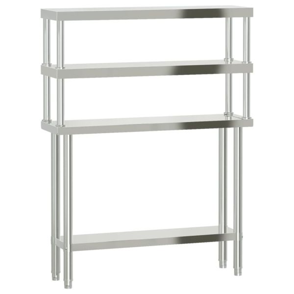 Кухненска работна маса с рафт 110x30x150 см неръждаема стомана