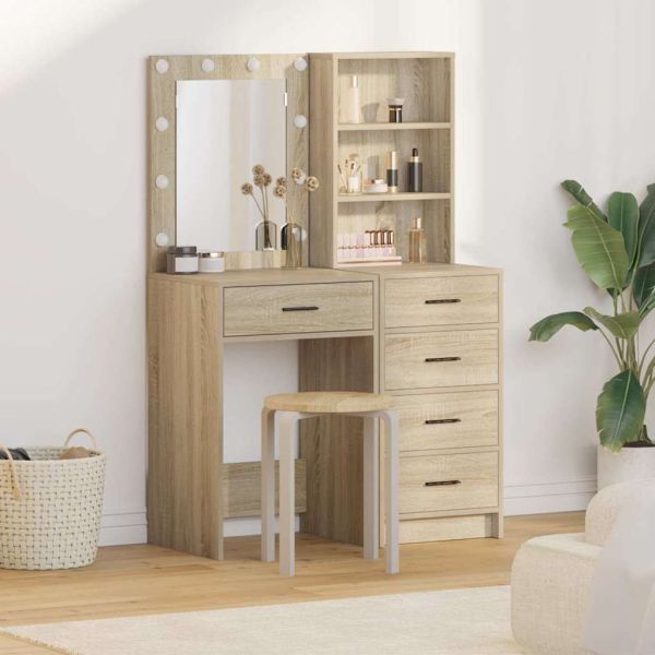 Тоалетка с рафт 2 pcs Кафяво 50 x 41 x 135 см Инженерно дърво