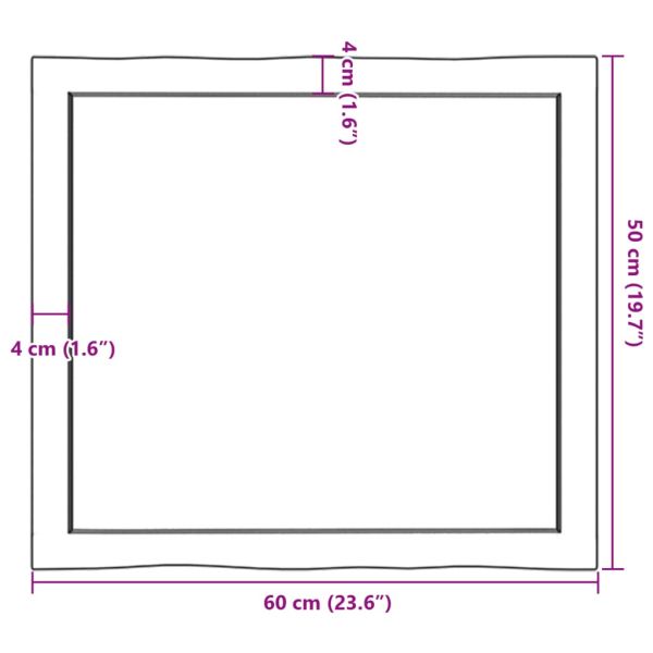 Плот за маса тъмнокафяв 60x50x(2-4) см обработен масивен дъб
