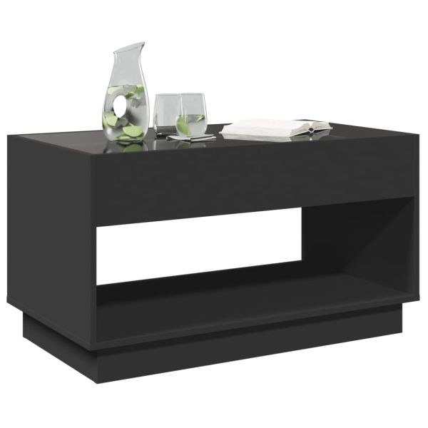 Маса за кафе с Infinity LED, черна, 90x50x50 см