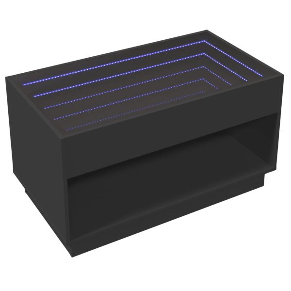 Маса за кафе с Infinity LED, черна, 90x50x50 см