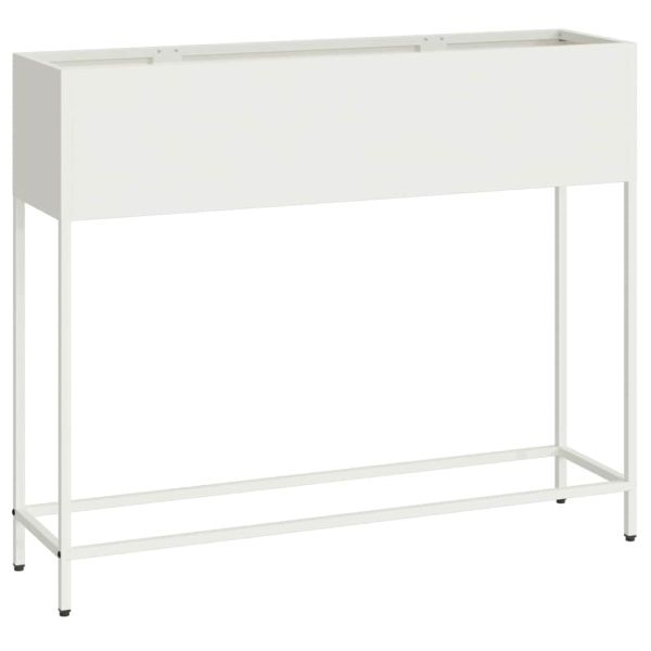 Повдигната градинска саксия Бяло 100 x 26 x 82 см Стомана