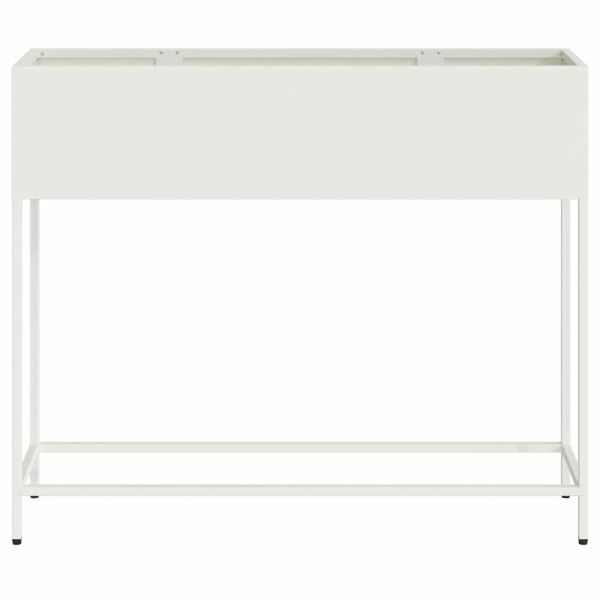 Повдигната градинска саксия Бяло 100 x 26 x 82 см Стомана