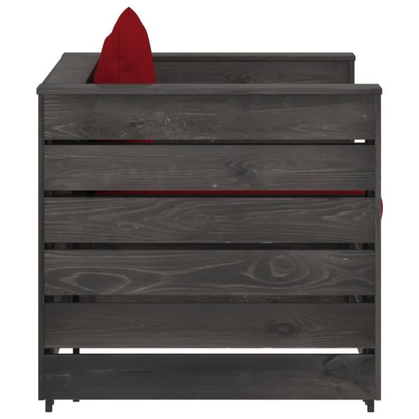 Градински лаундж комплект 2 части възглавници сива импрегнация