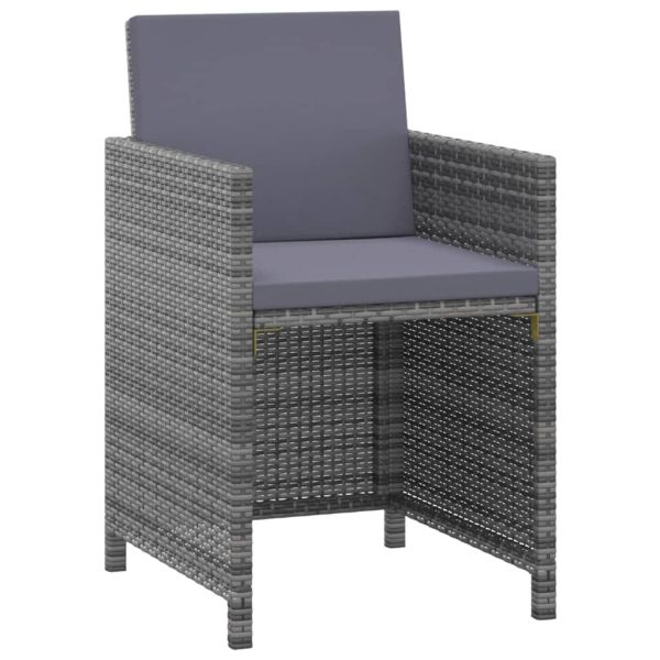 Градински комплект с възглавници 3 части полиратан сив