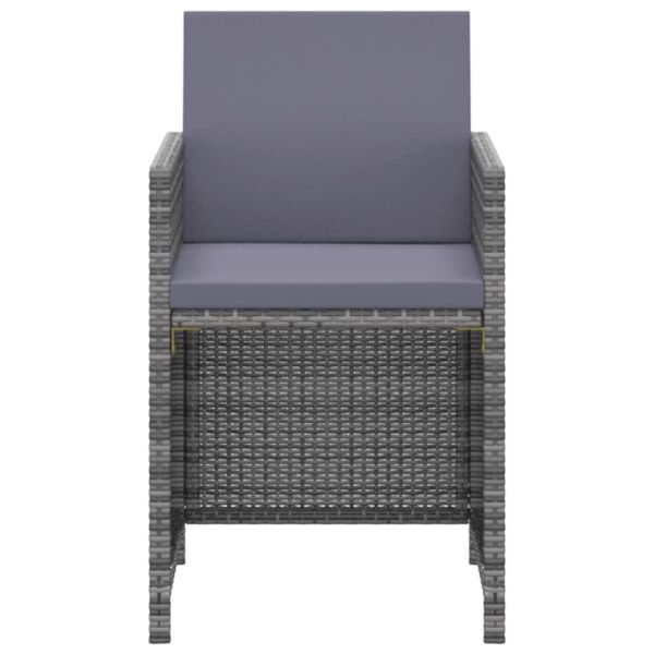 Градински комплект с възглавници 3 части полиратан сив