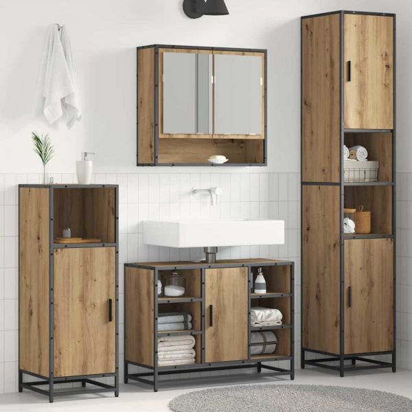 Комплект мебели за баня с рафт с врата Дъб 35 x 37,5 x 188,5 см