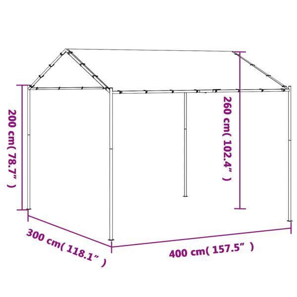 Шатра Бял 4 x 4 x 2,6 м Стомана и полиester