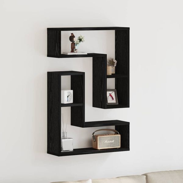 Стенен рафт 2 бр. Черния дъб 50 x 15 x 85 см