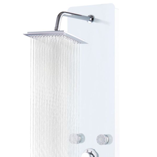 Душ панел, стъклен, 25x44,6x130 см, бял