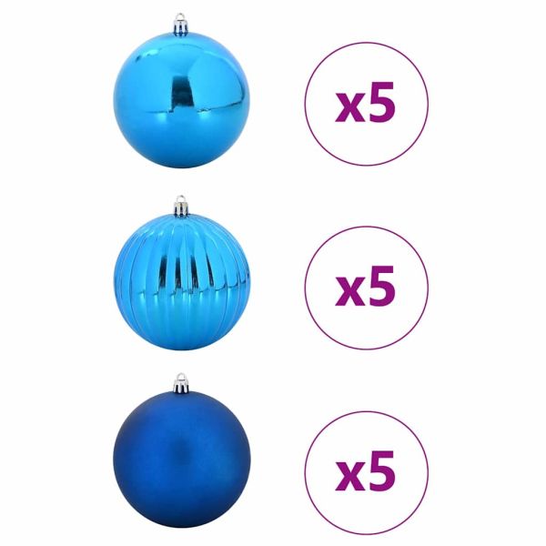 Комплект Коледни Играчки XL 15 бр. Синьо Ø 10 см Пластмаса