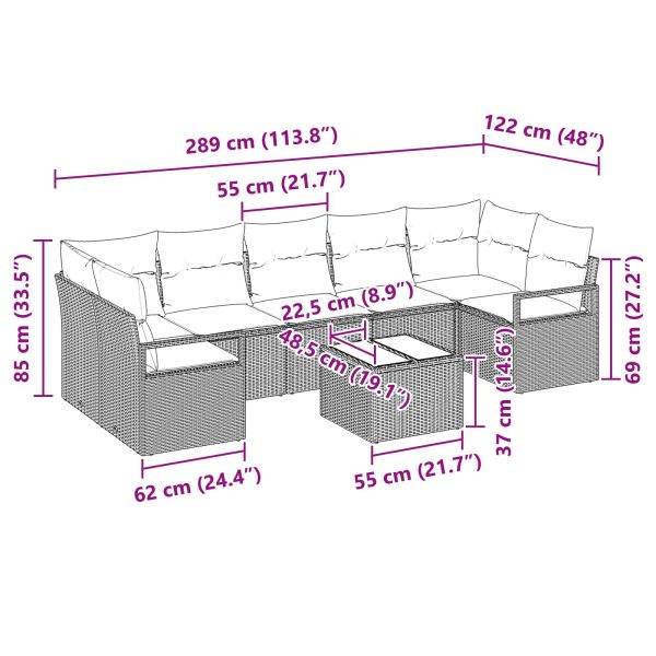Комплект дивани 8 pcs Сив полиратан