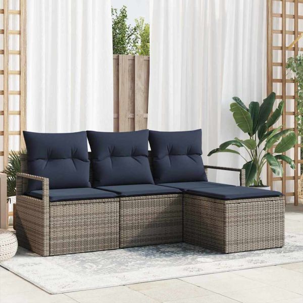 Комплект дивани 4 pcs Сив полиратан