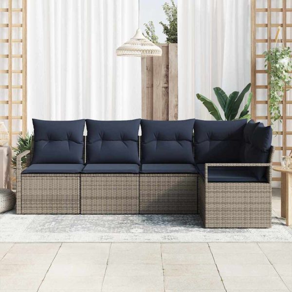 Комплект дивани 5 pcs Сив полиратан