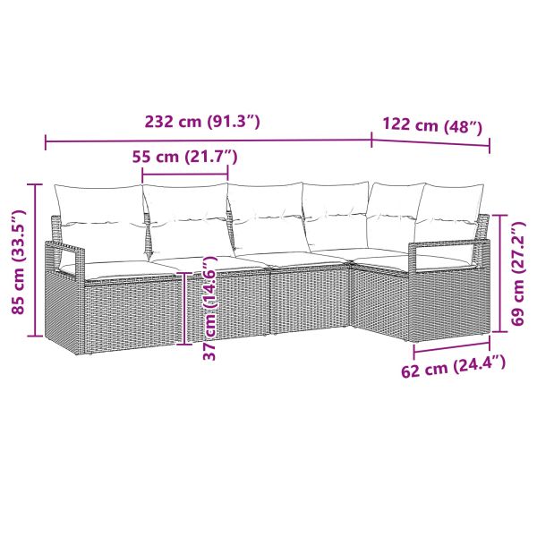 Комплект дивани 5 pcs Сив полиратан