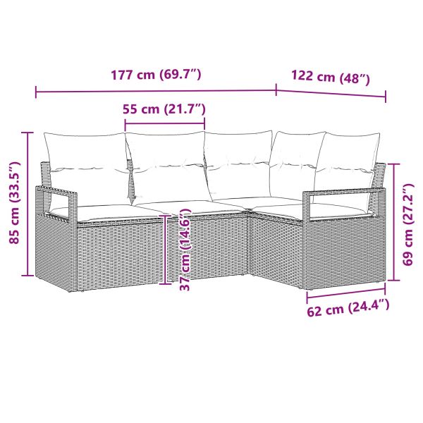 Комплект дивани 5 pcs Черно полиратан