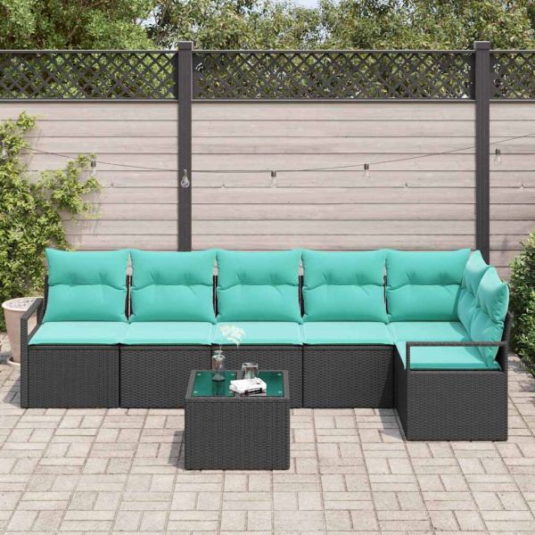 Комплект дивани 7 pcs Черно полиратан