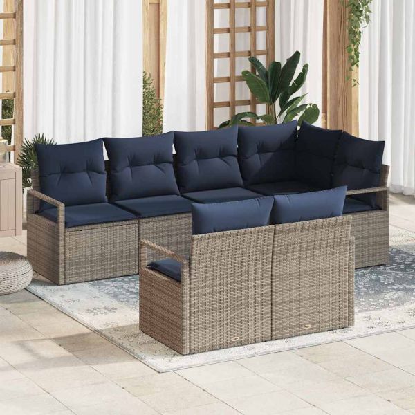 Комплект дивани 7 pcs Сив полиратан