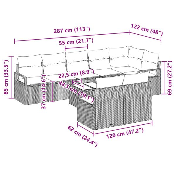 Комплект дивани 9 pcs Кафяво полиратан