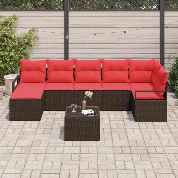 Комплект дивани 8 pcs Кафяво полиратан