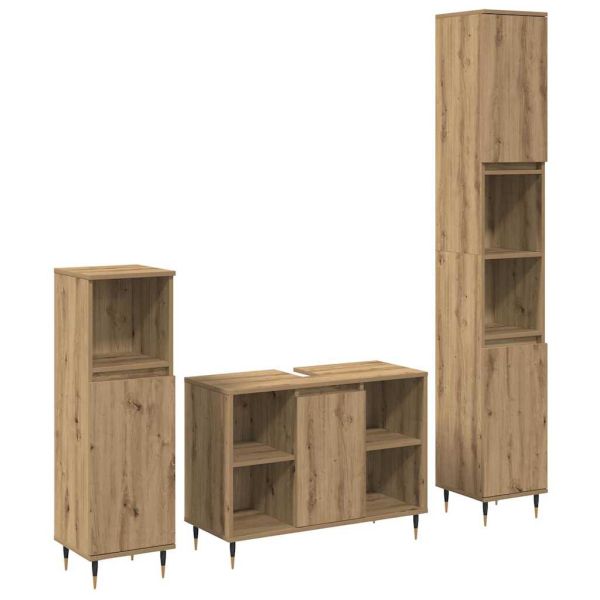 Комплект мебели за баня 3 бр. Дъб 30 x 30 x 180 см