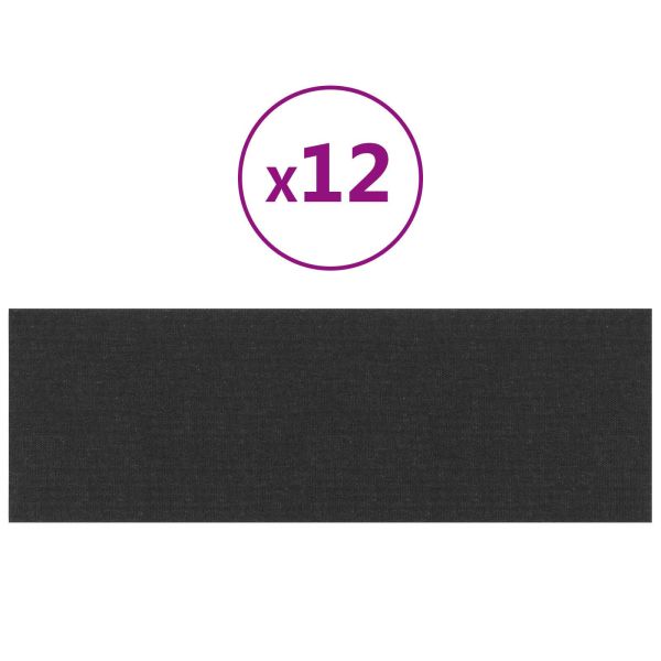 Стенно табло за легло 12 бр. 90 x 30 cm Черно текстил