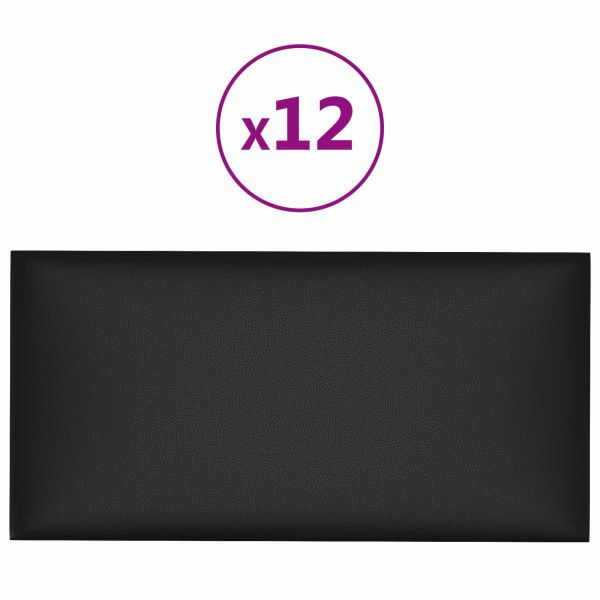 Стенно табло за легло 12 бр. 60 x 30 cm Черен текстил