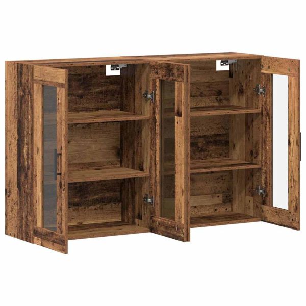 Стенни шкафове 2 pcs Старо дърво 69,5 x 34 x 90 см