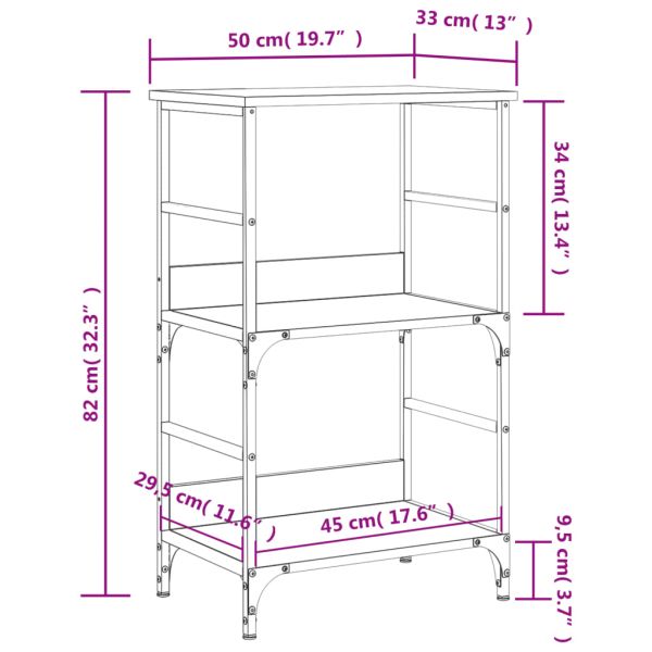 Етажерка за книги опушен дъб 50x33x82 см инженерно дърво