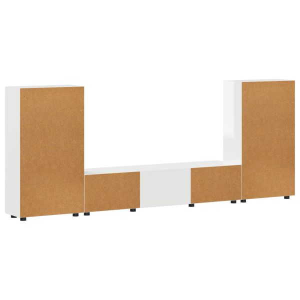 Комплект ТВ шкаф FLORIN 3 pcs Лъскаво бяло Инженерно дърво