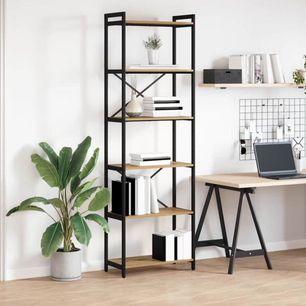 Рафт за книги Дъб 60 x 30 x 189,5 см Инженерно дърво