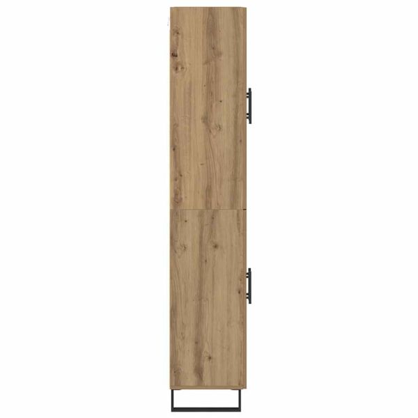Висок шкаф 2 pcs Дъб Инженерна дървесина и стъкло